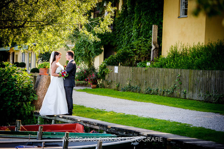 Fotograf München Hochzeit, Brautpaarfoto in der Abendsonne