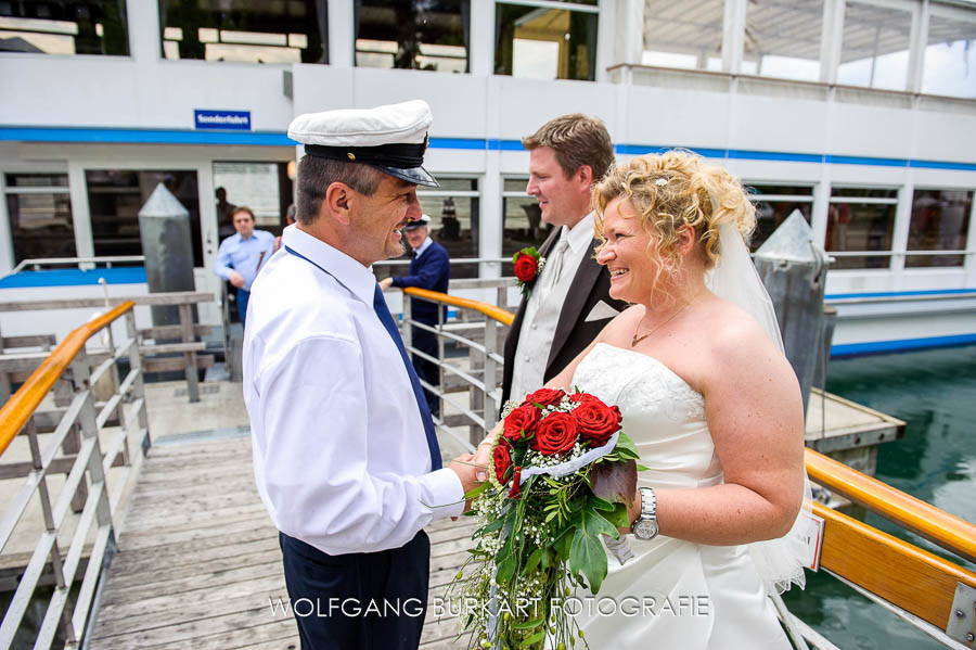 Fotograf Kreuth, Schifffahrt auf dem Tegernsee bei einer Hochzeit